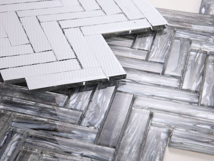 Herringbone Shell Silver 11 x 11 - Hey Tiles