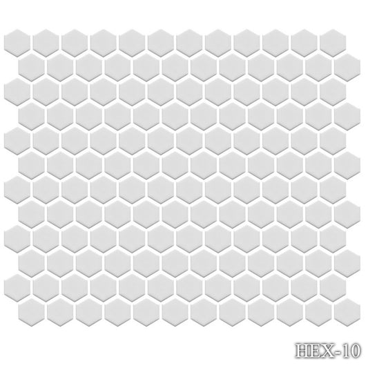 Fujiwa HEX-10 White Matte 1" x 1" Hex matte glazed porcelain pool tile