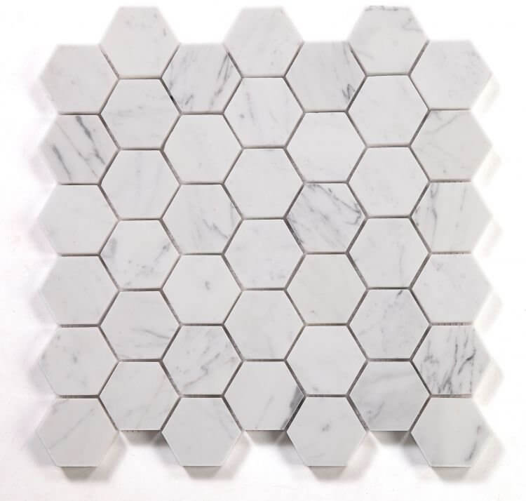Hexagon Calacatta White 2 x 2 11.75 x 12 - Hexagon Interiors