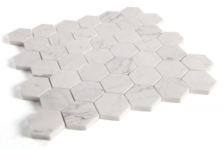 Hexagon Calacatta White 2 x 2 11.75 x 12 - Hexagon Interiors