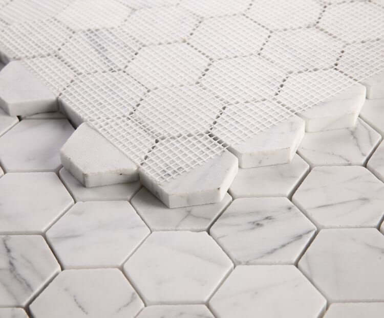 Hexagon Calacatta White 2 x 2 11.75 x 12 - Hexagon Interiors