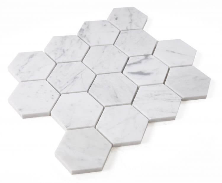 Hexagon Carrara 3 x 3 10 x 11.50 - Hexagon Interiors