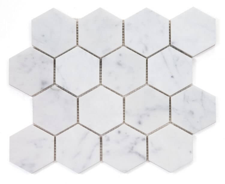 Hexagon Carrara 3 x 3 10 x 11.50 - Hexagon Interiors