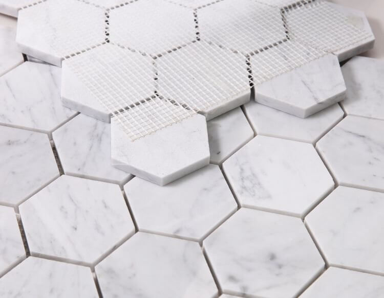 Hexagon Carrara 3 x 3 10 x 11.50 - Hexagon Interiors