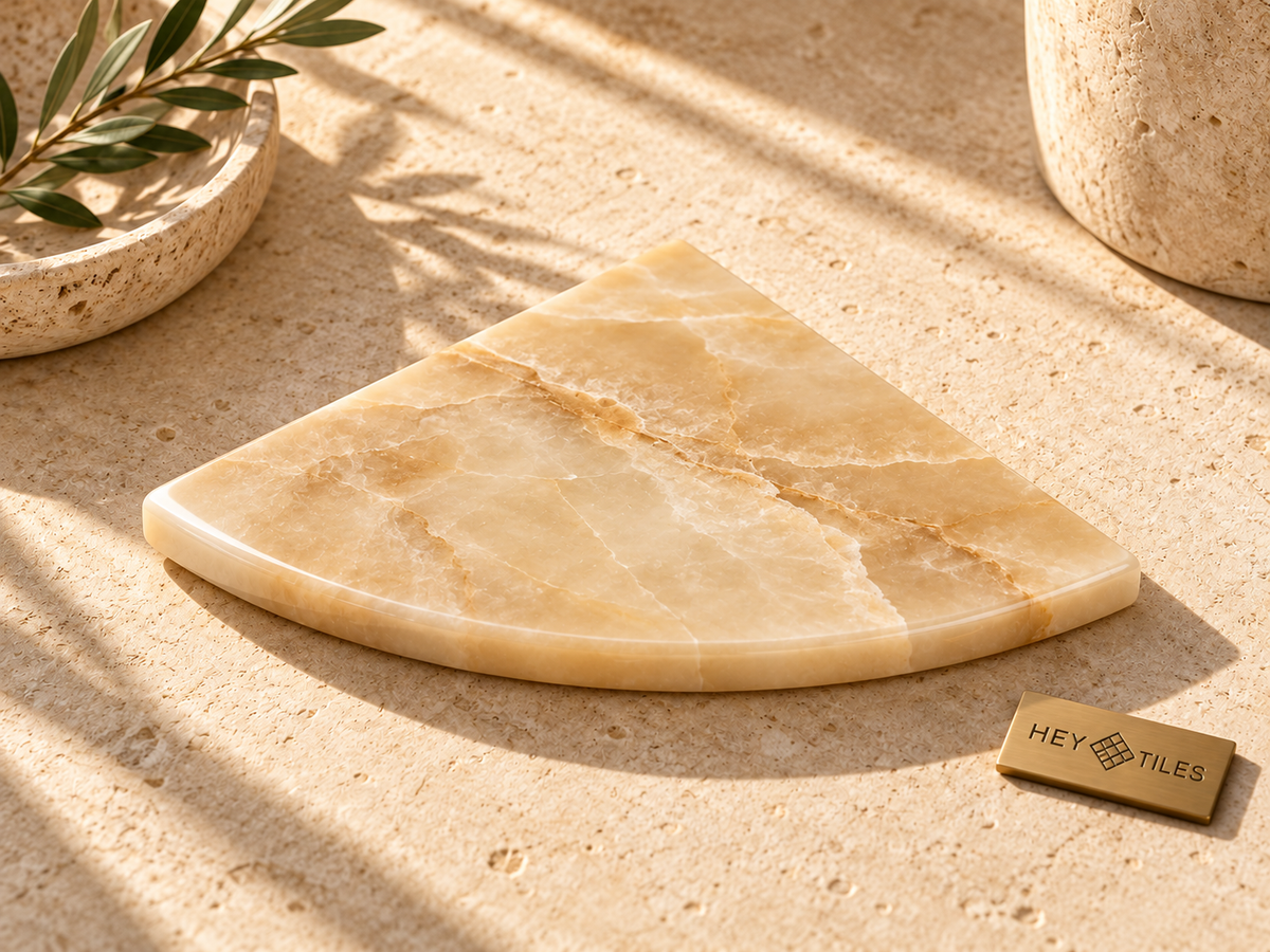 Honey Onyx Shower Corner Shelf - Hey Tiles artistic photo 2