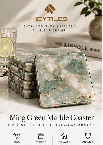 Ming Green Classico Marble coaster illustrative digital rendering