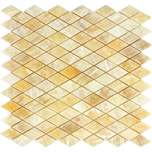 Honey Onyx Diamond / Rhomboid Mosaic 1x2 3/8 Polished - Hey Tiles