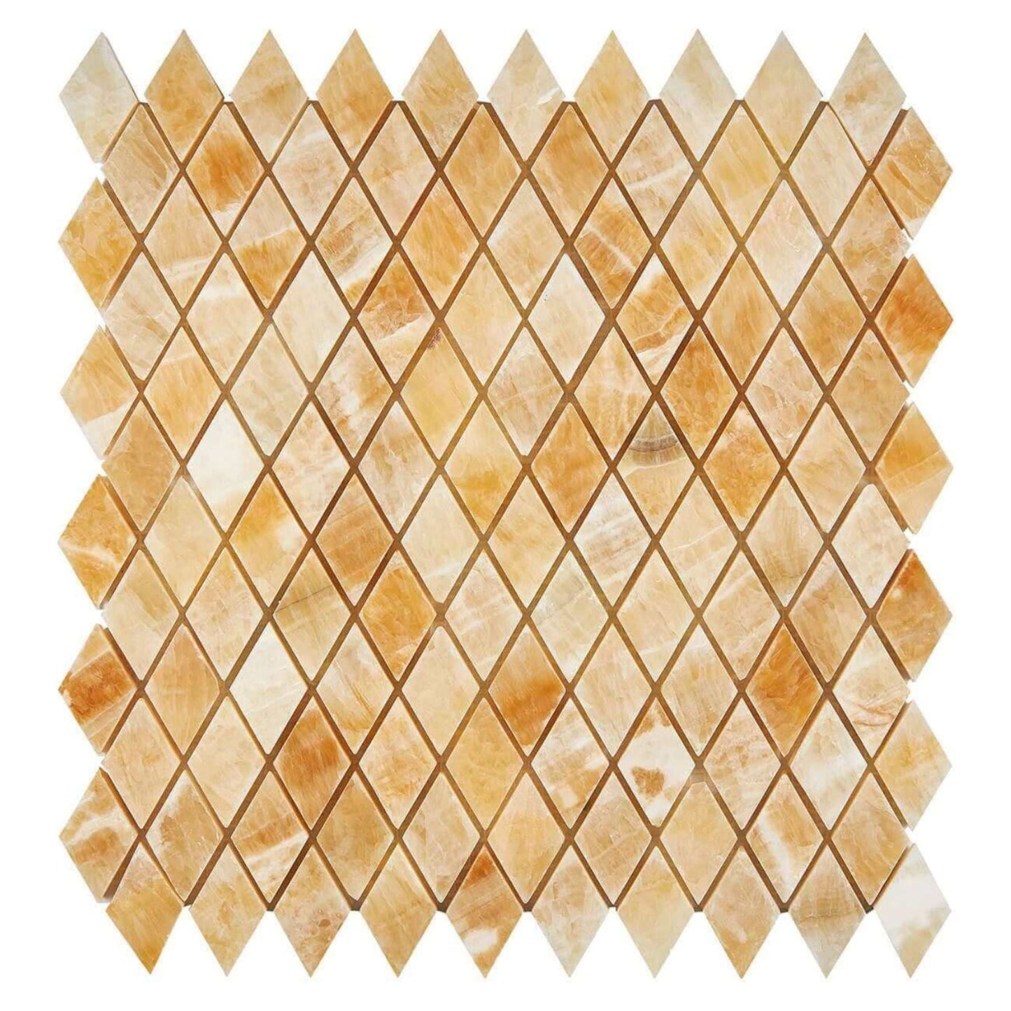 Honey Onyx Diamond / Rhomboid Mosaic 1x2 3/8 Polished - Hey Tiles