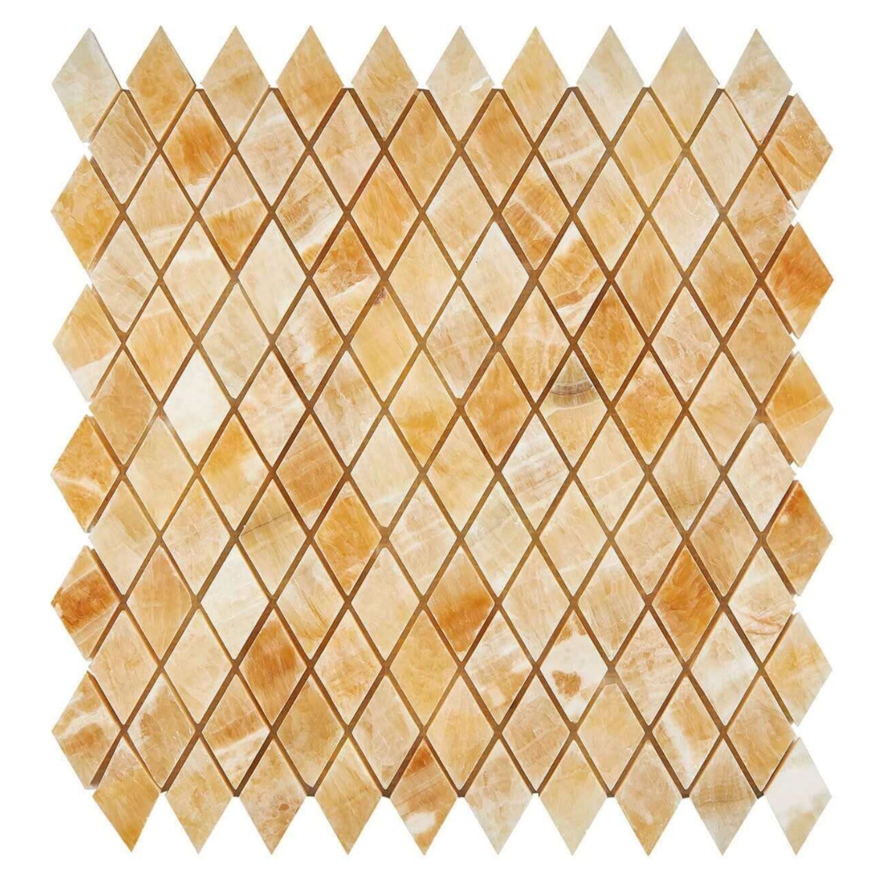 Honey Onyx Diamond / Rhomboid Mosaic 1x2 3/8 Polished - Hey Tiles