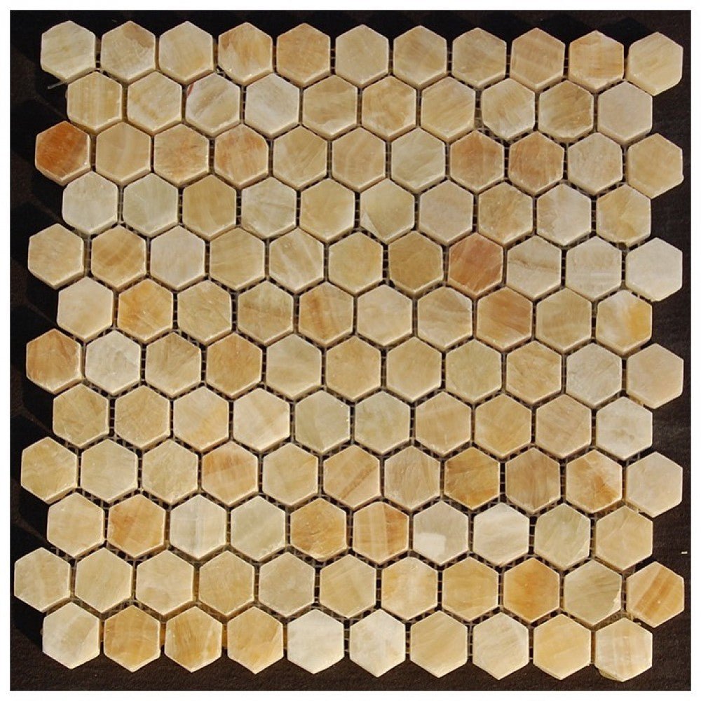 Honey Onyx Hexagon Mosaic 1x1 3/8 Polished - Hey Tiles