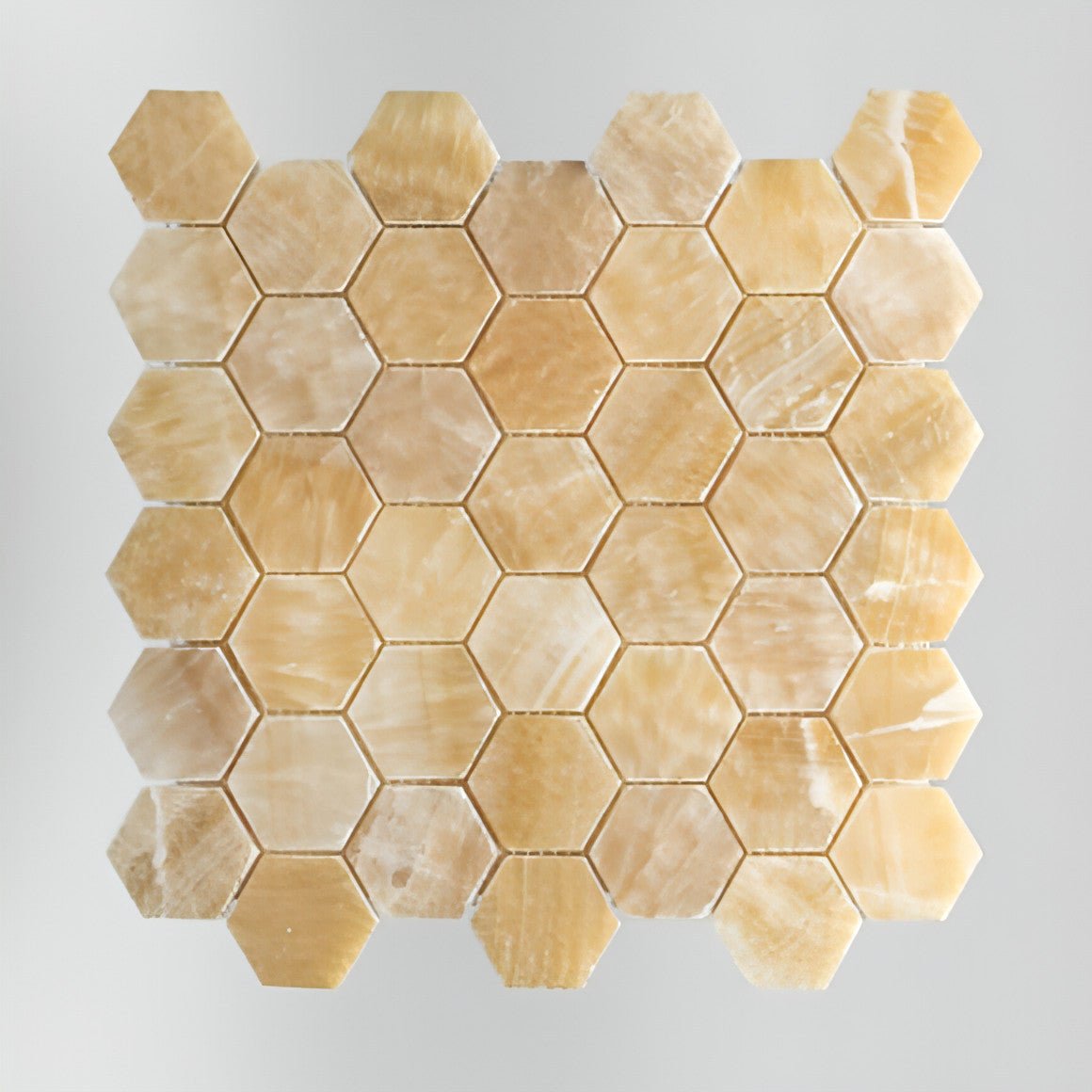 Honey Onyx Hexagon Mosaic 2x2 3/8 Polished - Hey Tiles