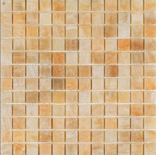 Honey Onyx Mosaic 1x1 3/8 Polished - Hey Tiles