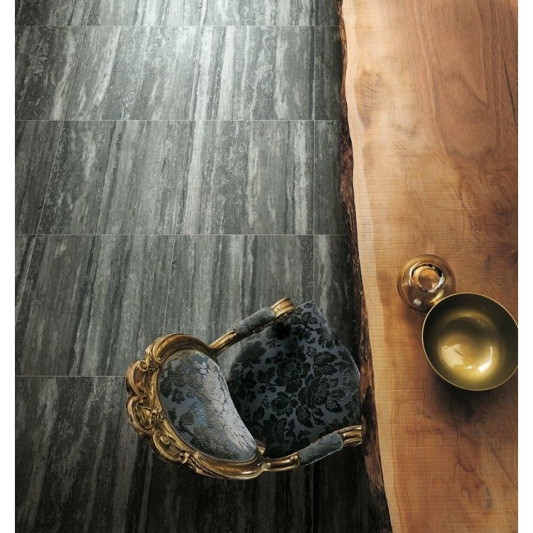 I - Travertini Black Glossy 24 x 48 - Hey Tiles