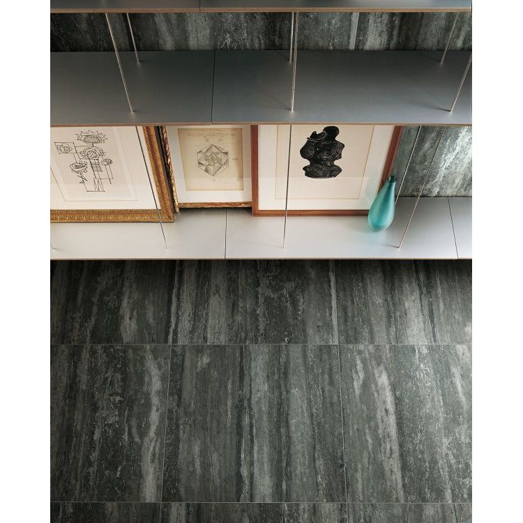 I - Travertini Black Glossy 24 x 48 - Hey Tiles