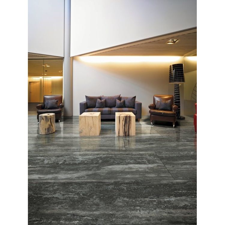 I - Travertini Black Glossy 24 x 48 - Hey Tiles