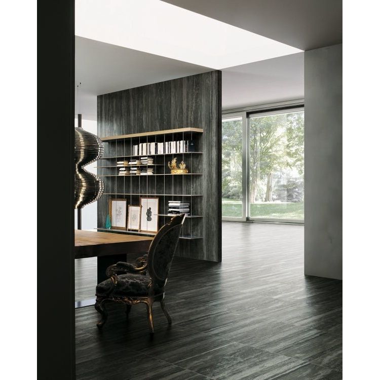 I - Travertini Black Glossy 24 x 48 - Hey Tiles