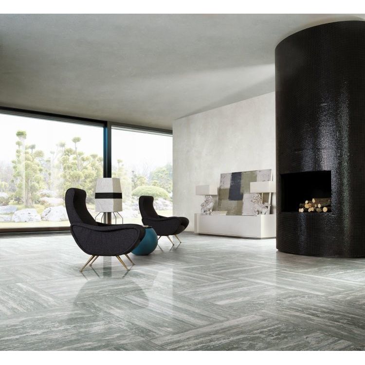 I - Travertini Grey Glossy 16 x 32 - Hey Tiles