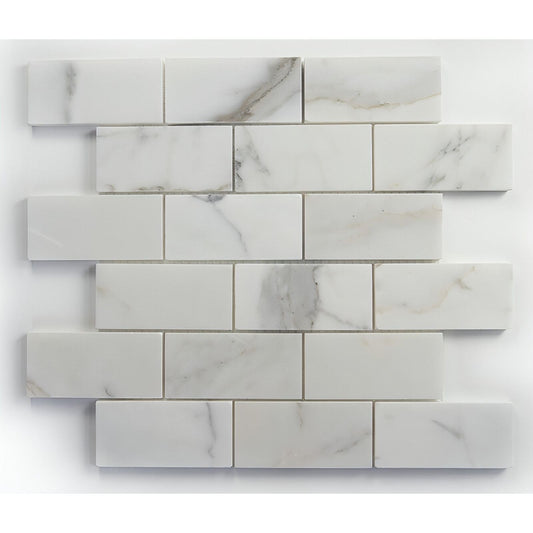 Italian 2x4 Calacatta Gold Marble Mosaic Tile - Hey Tiles