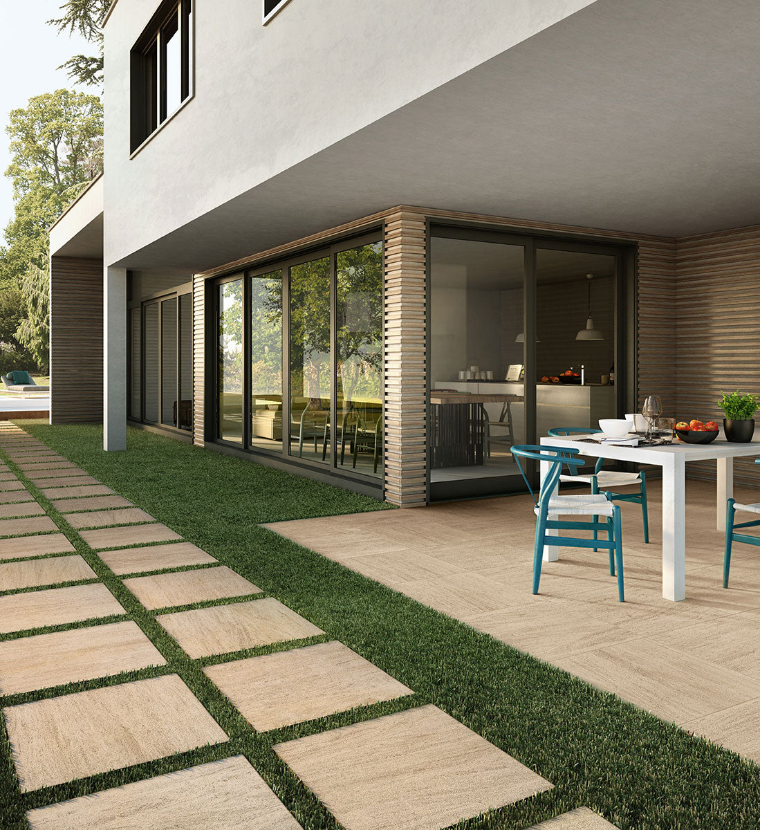 MSI Arterra Livingstyle Beige porcelain pavers outdoor installation