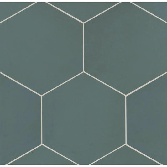 Makoto 10" x 11.5" Hexagon Matte Porcelain Tile in Arashi Blue - Hey Tiles