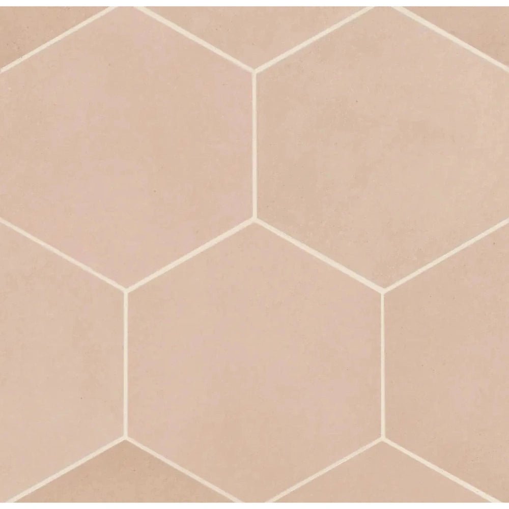 Makoto 10" x 11.5" Hexagon Matte Porcelain Tile in Momoiro Blush - Hey Tiles