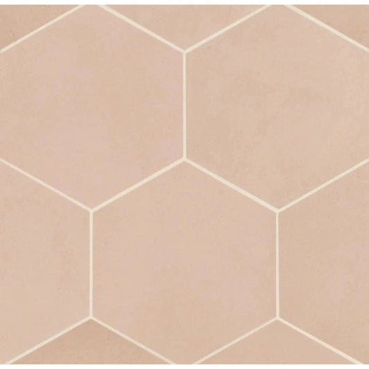 Makoto 10" x 11.5" Hexagon Matte Porcelain Tile in Momoiro Blush - Hey Tiles