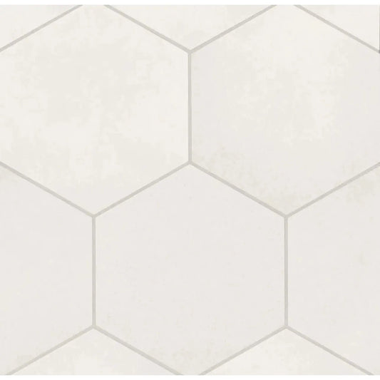 Makoto 10" x 11.5" Hexagon Matte Porcelain Tile in Shoji White - Hey Tiles