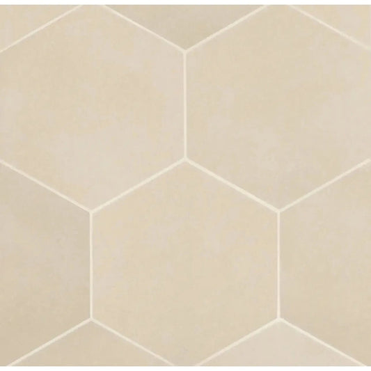 Makoto 10" x 11.5" Hexagon Matte Porcelain Tile in Tatami Beige - Hey Tiles