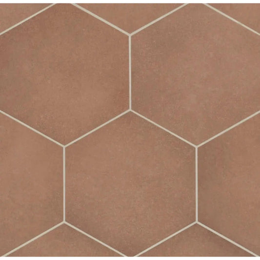 Makoto 10" x 11.5" Hexagon Matte Porcelain Tile in Umi Terracotta - Hey Tiles