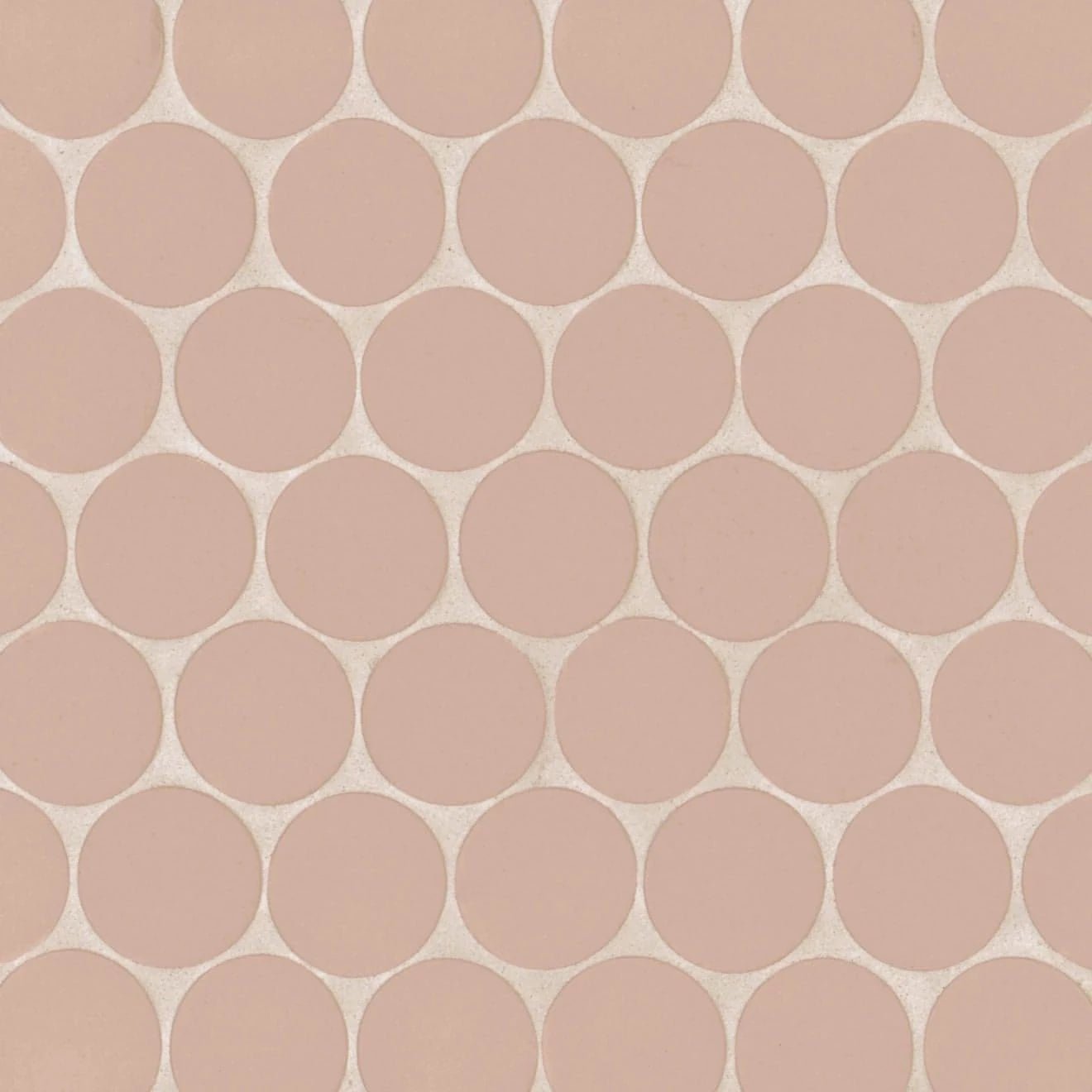 Makoto 2" Round Matte Porcelain Mosaic Tile in Momoiro Blush - Hey Tiles