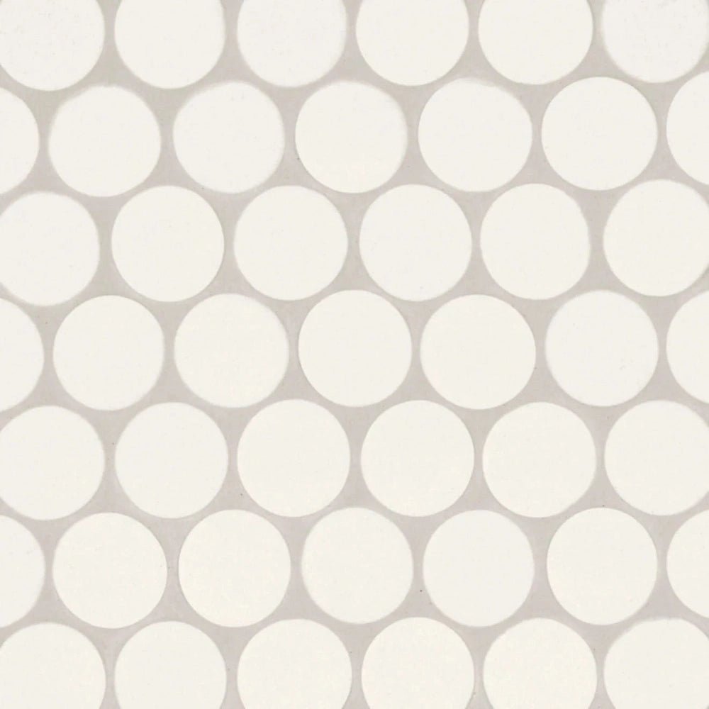 Makoto 2" Round Matte Porcelain Mosaic Tile in Shoji White - Hey Tiles