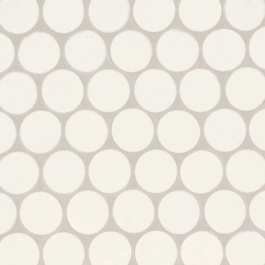 Makoto 2" Round Matte Porcelain Mosaic Tile in Shoji White - Hey Tiles