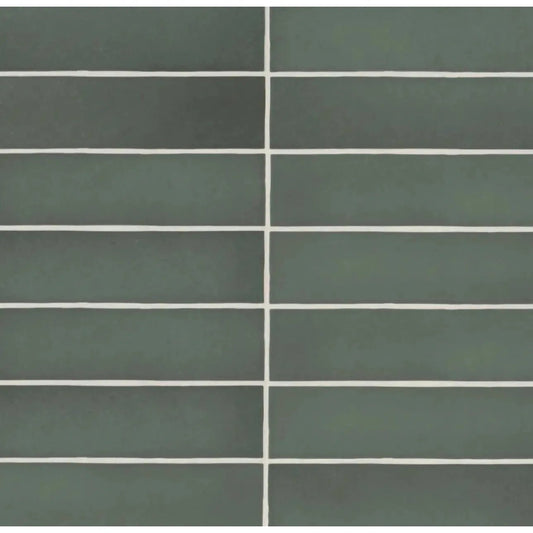 Makoto 2.5" x 10" Matte Ceramic Wall Tile in Midori Green - Hey Tiles