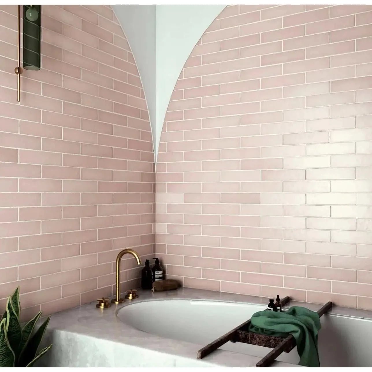 Makoto 2.5" x 10" Matte Ceramic Wall Tile in Momoiro Blush - Hey Tiles