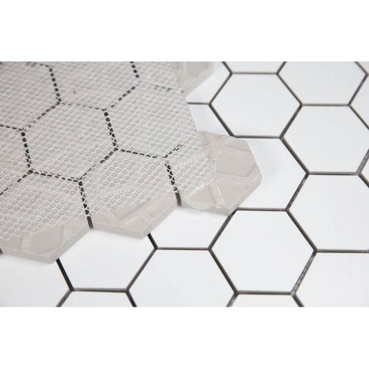 Malaysia Roy White Matte 2 x 2 Hexagon 12 x 12 - Hey Tiles