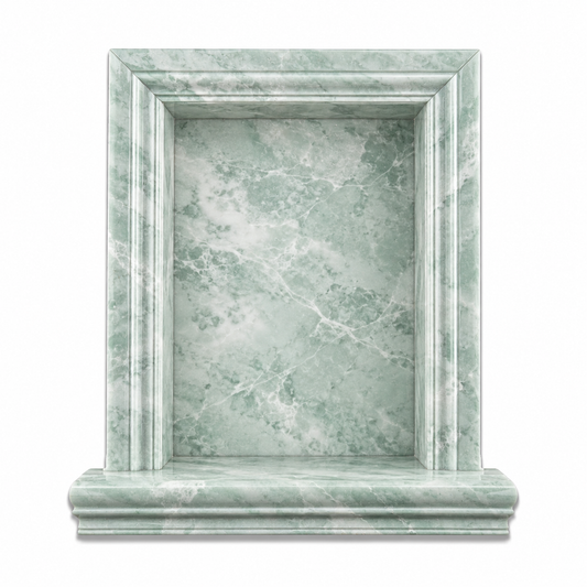 Ming Green Classico Marble Shower Shampoo Niche – Large – studio view; AI-generated visualization