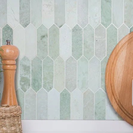 Ming Green Picket Polished Mosaic Tile - Hey Tiles