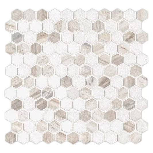 MSI 1” Angora Tibi Polished Hexagon Polished Mosaic - Hey Tiles