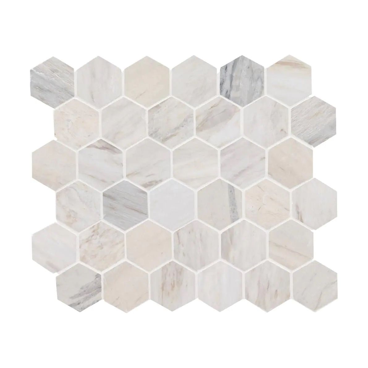 MSI Angora Polished 2" Hexagon Mosaic Tile - Hey Tiles