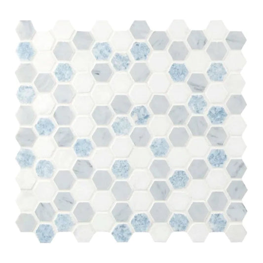 MSI Azula Hexagon 11.81x11.61 x10 mm Polished Marble Mosaic Tile - Hey Tiles