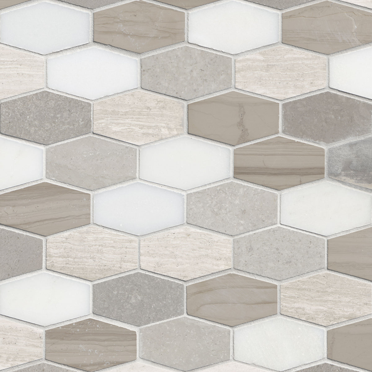 MSI Bellagio Blend Elongated Hexagon Honed Marble Mosaic Tile