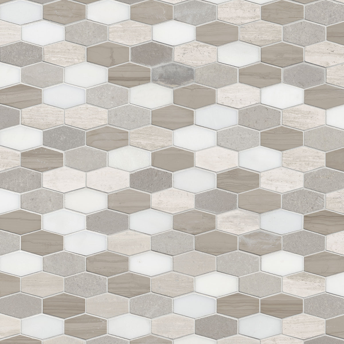 MSI Bellagio Blend Elongated Hexagon Honed Marble Mosaic Tile