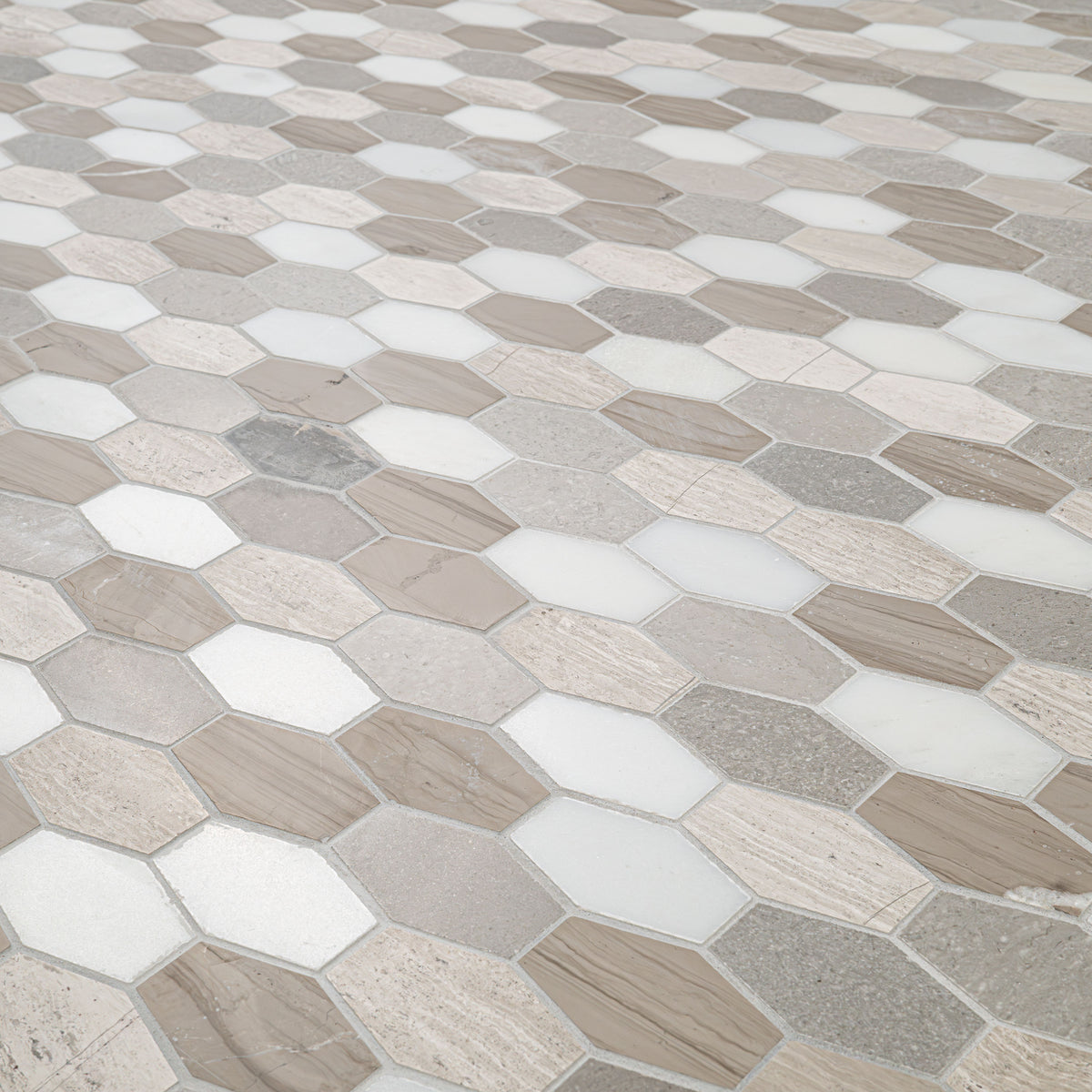 MSI Bellagio Blend Elongated Hexagon Honed Marble Mosaic Tile