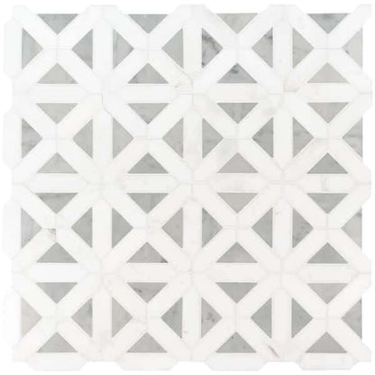 MSI Bianco Dolomite Geometrica 12x12 x10mm Polished Marble Mosaic Tile - Hey Tiles