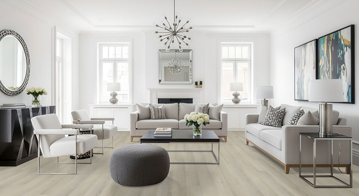 MSI Cyrus 2.0 Honeybella Oak vinyl flooring in a living room