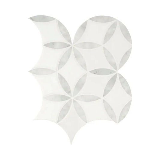 MSI Thassos White + Carrara White Daisy Mosaic - La Fleur Polished Mosaic - Hey Tiles