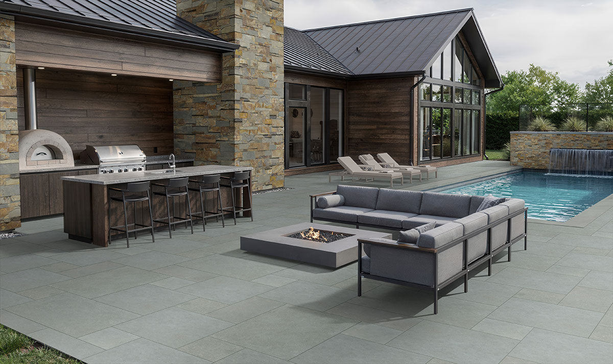 MSI Caribbean Blue 6" x 6" x 1.25" Natural Limestone Paver - lifestyle view 1