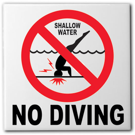 Fujiwa 6x6 pool depth marker tile No Diving