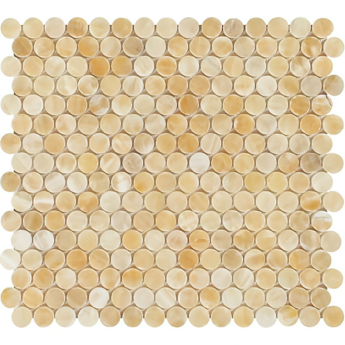 Penny Round Honey Onyx Mosaic Polished - Hey Tiles