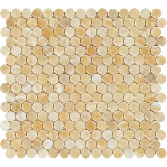 Penny Round Honey Onyx Mosaic Polished - Hey Tiles